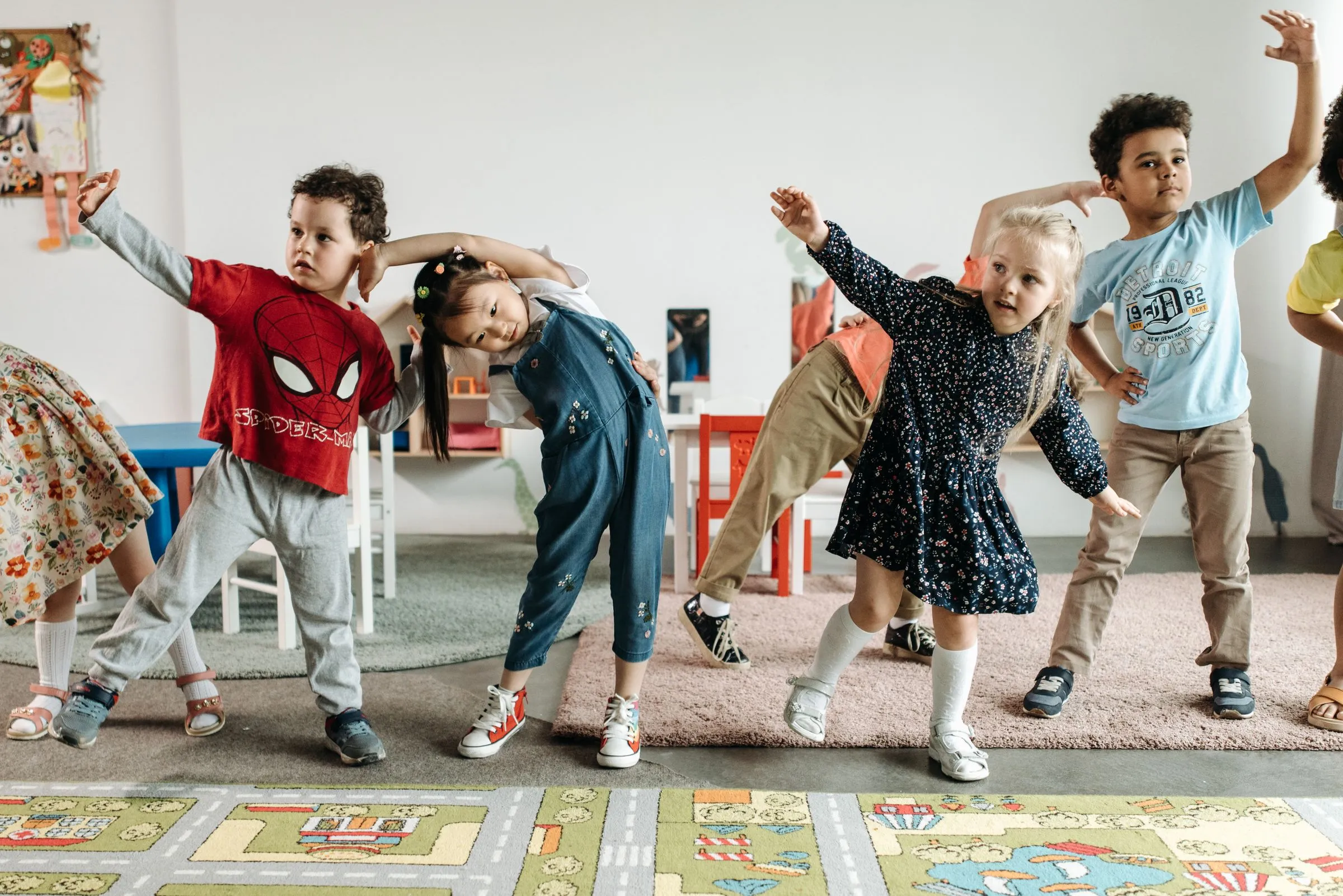Balance and gross motor practice in the activity room