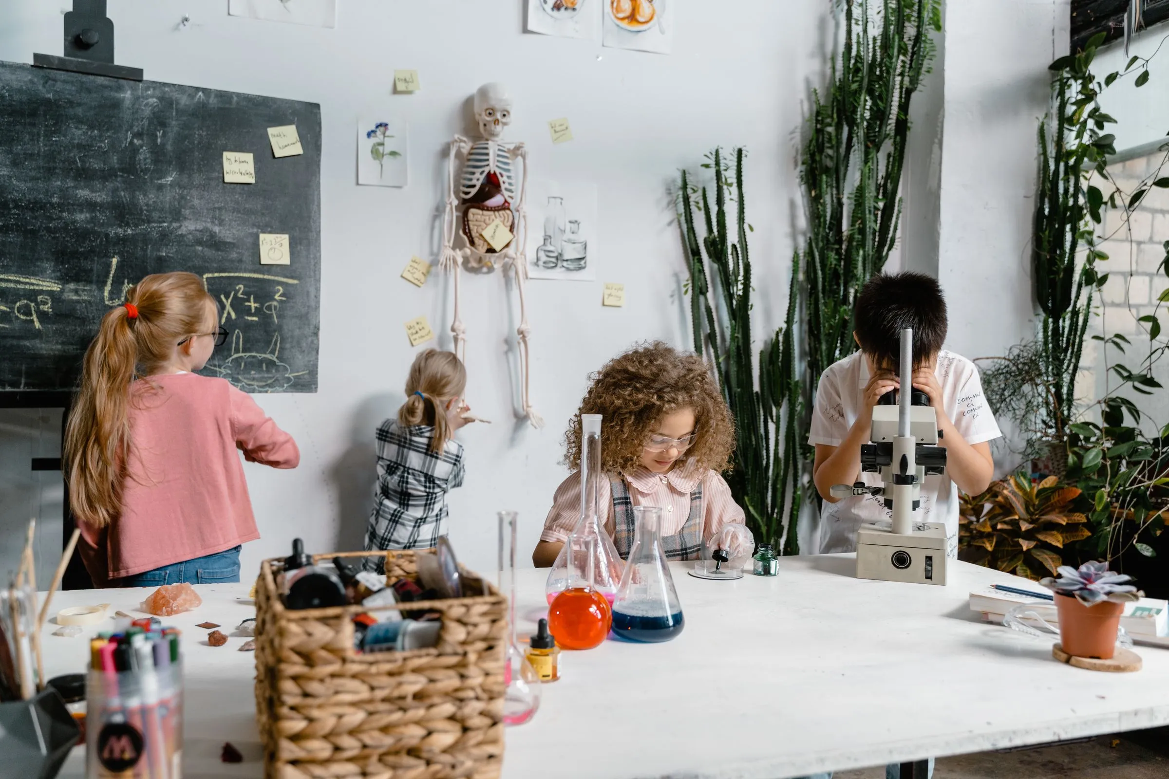 Children building with STEM blocks